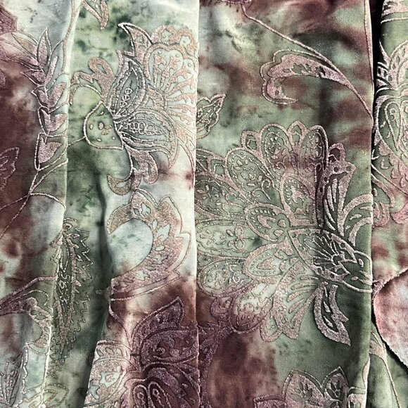 Y2K Green Velvet Burnout Top Indie Going Out Top Forest Fairy Grunge Brown Small - Picture 3 of 12